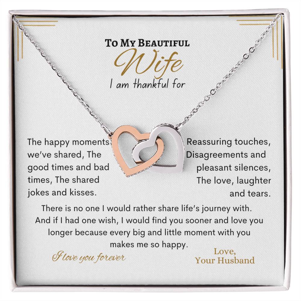 To My Beautiful Wife Interlocking Hearts Necklace