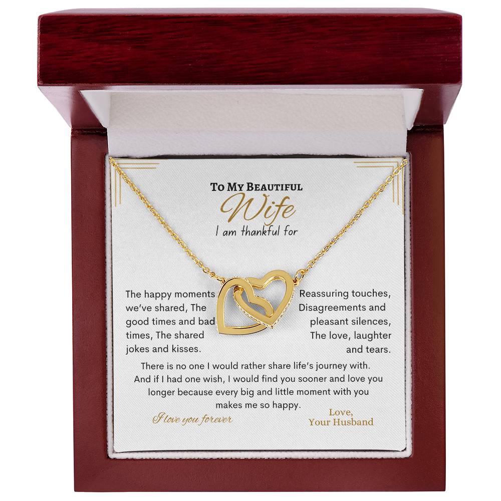 To My Beautiful Wife Interlocking Hearts Necklace