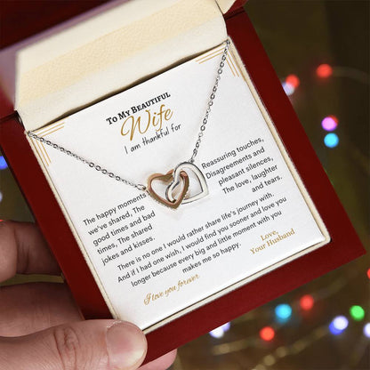 To My Beautiful Wife Interlocking Hearts Necklace