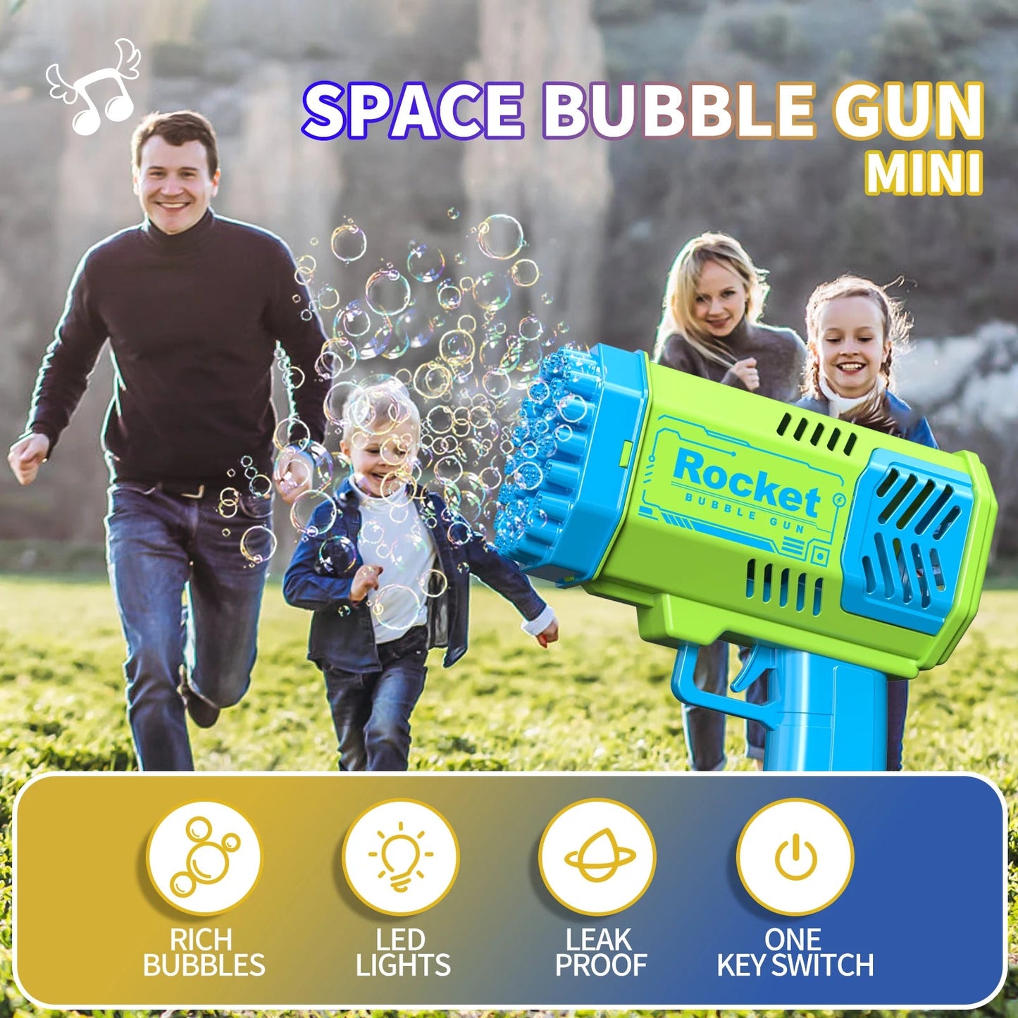 Rocket Bubble Blaster + FREE 10 Pk Bubble Solution🔥